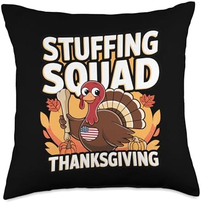 Thanksgiving Turkey Stuffing Squad Thanksgiving Turkey Throw Pillow by Unknown