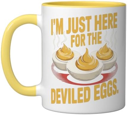 I’m Just Here for the Deviled Eggs Egg Expert Deviled Egg Ceramic Mug, Yellow/White, 11oz by Unknown