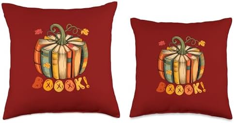 Boook! Colorful Books Pumpkin Shape Thanksgiving Librarian Throw Pillow - Image 3