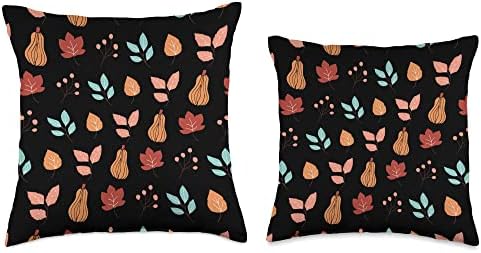 Cute Fall Thanksgiving Brown Leaves Autumn Botanical Pumpkin Throw Pillow - Image 3