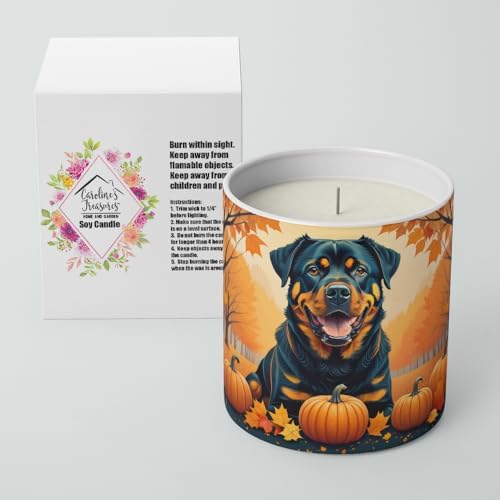 Caroline's Treasures DAC1067CDL Rottweiler Fall Decorative Soy Candle Nature Soy Wax Essential Oil Home Decor Ideal for Bedroom Kitchen Bath Office Gift, 10 oz - Image 2