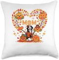 Mom Thanksgiving Bernedoodle Pupmkins Fall Tree Cute Heart Throw Pillow by Unknown