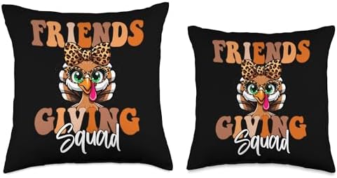 Friends Squad Thanksgiving 2024 Turkey Face Leopard Throw Pillow - Image 3
