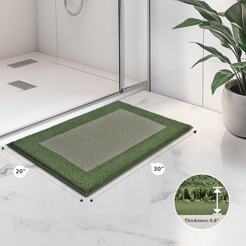 anllugs Bathroom Rugs, 20" x 30" Soft Bath Rugs, Sage Green & Budding Green