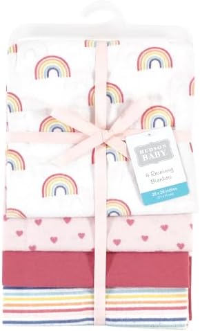 Hudson Baby Unisex Baby Cotton Poly Flannel Receiving Blankets, Creative Rainbow, One Size - Image 2