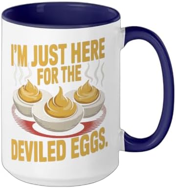 I’m Just Here for the Deviled Eggs Egg Expert Deviled Egg Ceramic Mug, Dark Blue/White, 15oz - Image 2