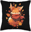 Fall Vibes Autumn Season Fox Fall Season Autumn Leaves Thanksgiving Throw Pillow, 16x16, Multicolor by Unknown