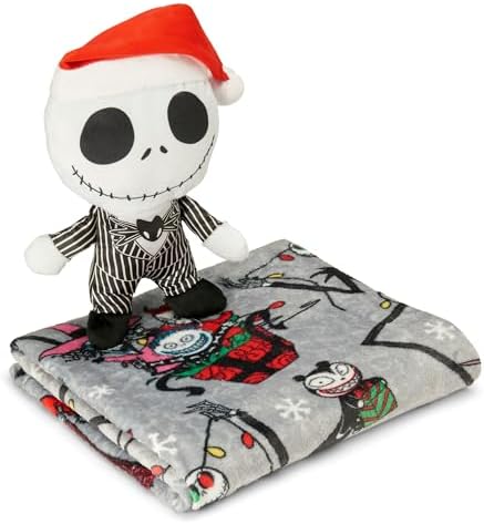Northwest Character Hugger Pillow & Silk Touch Throw Blanket Set, 40" x 50", The Nightmare Before Christmas Freaky Festivities
