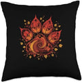 Cute Fall Dog Paw Print Pets Autumn Leaf Puppy Thanksgiving Throw Pillow by Unknown