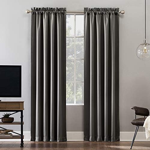 Sun Zero Oslo Theater Grade Extreme Total Blackout Rod Pocket Curtain Panel, 52" x 84", Gray