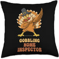 Thanksgiving Holiday Gifts and Designs Dabbing Turkey Home Inspector Funny Thanksgiving Throw Pillow, 18x18, Multicolor by Unknown
