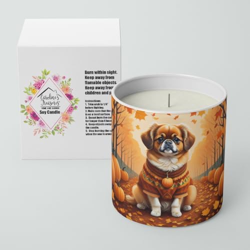 Caroline's Treasures DAC1076CDL Tibetan Spaniel Fall Decorative Soy Candle Nature Soy Wax Essential Oil Home Decor Ideal for Bedroom Kitchen Bath Office Gift, 10 oz - Image 2