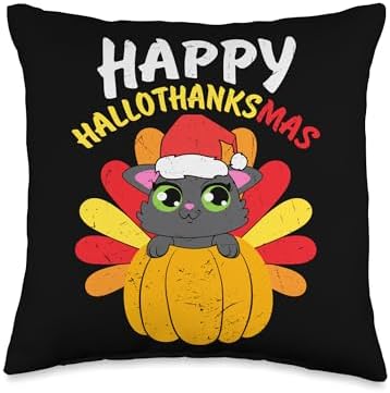 Check out my Thanksgiving Shirts Thanksgiving Happy Hallothanksmas Cat Kitten Throw Pillow, 16x16, Multicolor by Unknown