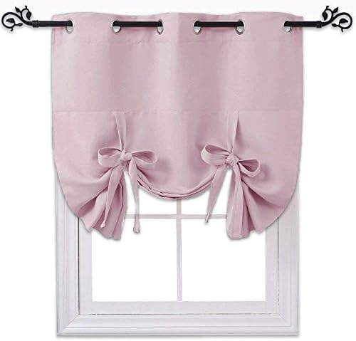 NICETOWN Blackout Valances Window Shades - Blackout Short Roman Tie Up Balloon Shades Curtain for Kitchen/Bathroom/Nursery Window (Lavender/Baby Pink, Grommet Top Panel, 46 inches W x 63 inches L) by NICETOWN