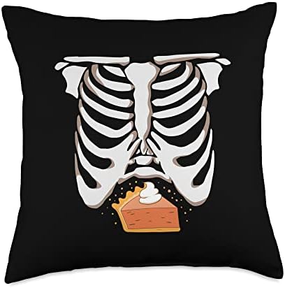 rib cage skeleton xray belly thanksgiving pumpkin in pie Throw Pillow by Unknown