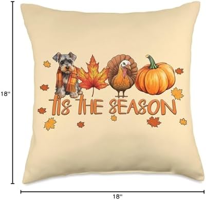 Tis The Season Miniature Schnauzer Fall Thanksgiving Throw Pillow - Image 4