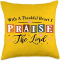 Cute with A Thankful Heart Christian Faith Fall Thanksgiving Throw Pillow by Unknown