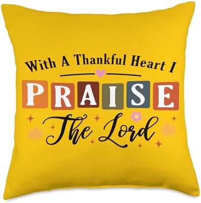Cute with A Thankful Heart Christian Faith Fall Thanksgiving Throw Pillow by Unknown
