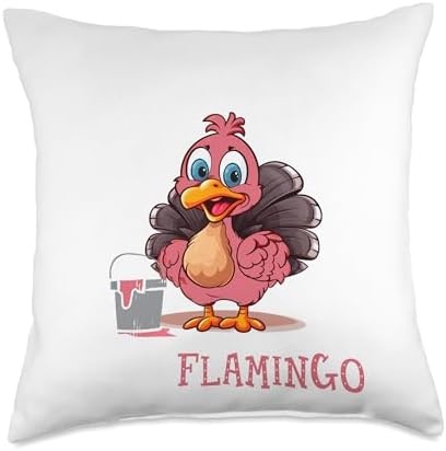 Funny Thanksgiving Turkey Pink Flamingo I Don't See Any Turkey I'm A Flamingo Funny Thanksgiving Throw Pillow, 18x18, Multicolor by Unknown