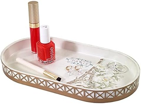 Avanti Linens - Vanity Tray, 100% Hand-Painted Resin Bathroom Accessories, Elegant Home Decor (Paris Botanique)