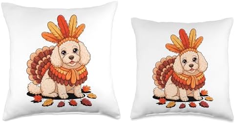 Thanksgiving Turkey Poodle Poodles Throw Pillow - Image 3