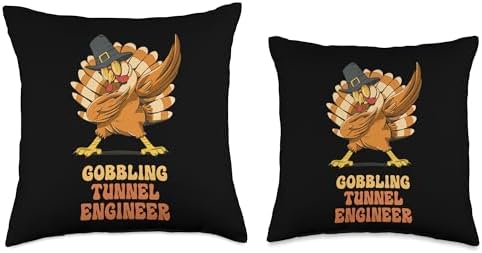 Thanksgiving Holiday Gifts and Designs Dabbing Turkey Tunnel Engineer Funny Thanksgiving Throw Pillow, 16x16, Multicolor - Image 3