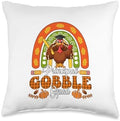 Principal Gobble Squad Thanksgiving Turkey Fall Rainbow Throw Pillow by Unknown