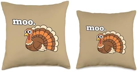 Funny Thanksgiving moo. Turkey Thanksgiving Day Design Throw Pillow - Image 3