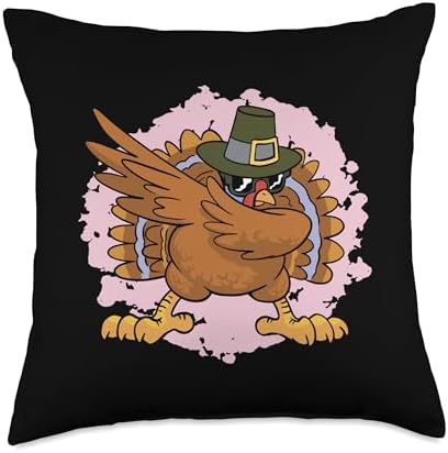 Dabbing Turkey Thanksgiving Throw Pillow by Unknown