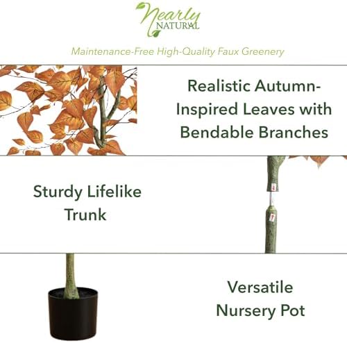 Nearly Natural 5ft Autumn Birch Leaf Artificial Fall Tree in Black Pot - Image 2
