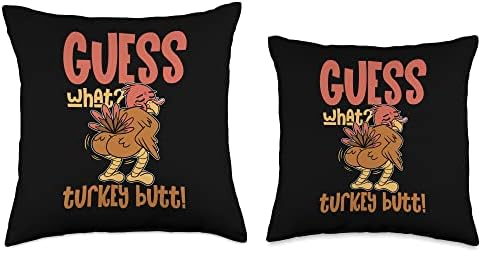 Funny Guess What Turkey Butt | Happy Thanksgiving Throw Pillow - Image 3