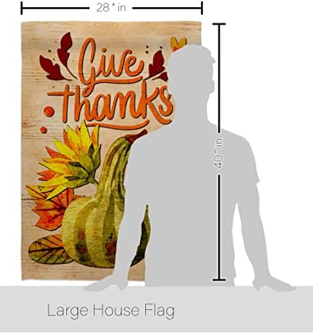 Fall Banner Wall Hanging Home Indoor Porch Dorm Bedroom Residential Flag Outdoor Tapestry Poster Signs Blue Pumpkins Squash Giving Room Decor, Thanksgiving Gifts Made in USA - Image 2