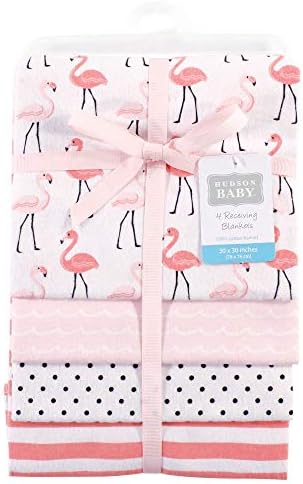 Hudson Baby Unisex Baby Cotton Flannel Receiving Blankets, Flamingos, One Size - Image 2