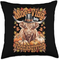 Moo-Ving Into Thanksgiving Highland Cow Throw Pillow by Unknown