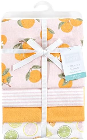 Hudson Baby Unisex Baby Cotton Flannel Receiving Blankets, Citrus Orange, One Size (Pack of 2) - Image 2