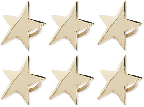 DII Christmas Thanksgiving Holiday Tabletop Décor Collection Decorative Napkin Ring Holder Set, 2.5" Diameter, Gold Stars, 6 Piece by DII