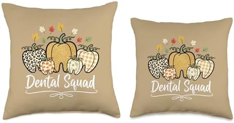 Dental Squad Pumpkin Fall Autumn Dental Team Thanksgiving Throw Pillow - Image 3