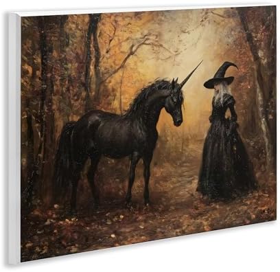 Witch Black Unicorn Gothic, 11 x 14 Inch Mounted Print on Wall Plaque