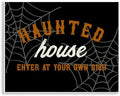 Haunted House Warning Horror, 11 x 14 Inch Mounted Print on Wall Plaque