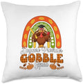 Daycare Provider Gobble Squad Thanksgiving Turkey Rainbow Throw Pillow by Unknown