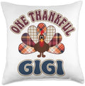 One Thankful Gigi Turkey Thanksgiving Fall Grandma Family Throw Pillow by Unknown