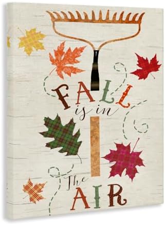 Fall Garden Rake Rustic Plaid, 16 x 20 Inch Canvas Wall Art - Image 2