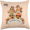 Thanksgiving, autumn fall gnomes with pumpkins, Vintage Throw Pillow by Unknown