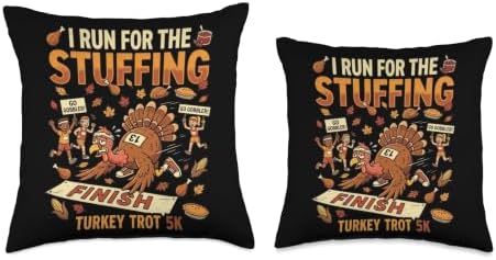 Turkey Trot Season Thanksgiving Day I Run for The Stuffing Throw Pillow - Image 3