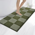 Bathroom Rugs, 24" x 60" Bath Rugs, Checkered Budding Green & Sage Green