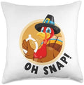 Oh Snap Thanksgiving Funny Turkey Wishbone for Kids Boy Girl Throw Pillow by Unknown