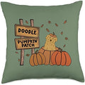 Goldendoodle Pumpkin Patch Dog Lovers Thanksgiving Halloween Throw Pillow by Unknown