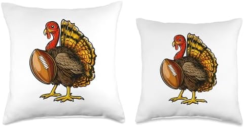 Funny Turkey Football Thanksgiving Food Sports Family Thanks Throw Pillow - Image 3