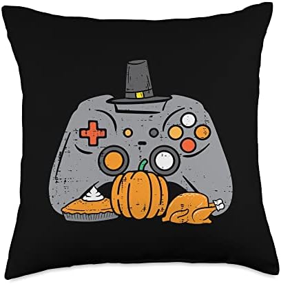 Fall Gamer Gaming Thanksgiving Boys Men Youth Teen Kids Throw Pillow by Unknown