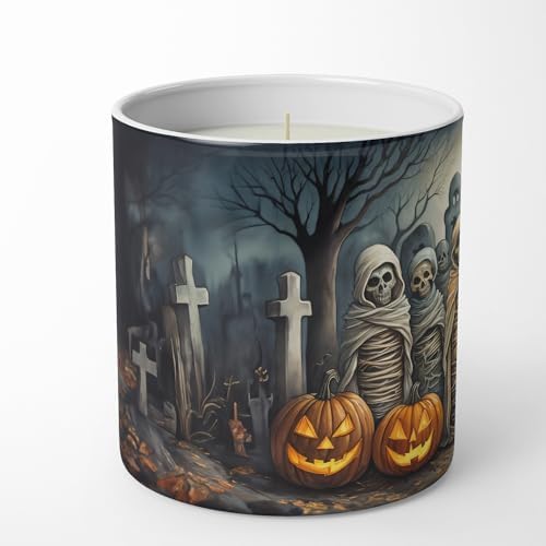 Caroline's Treasures DAC2258CDL Mummies Spooky Halloween Decorative Soy Candle Nature Soy Wax Essential Oil Home Decor Ideal for Bedroom Kitchen Bath Office Gift, 10 oz